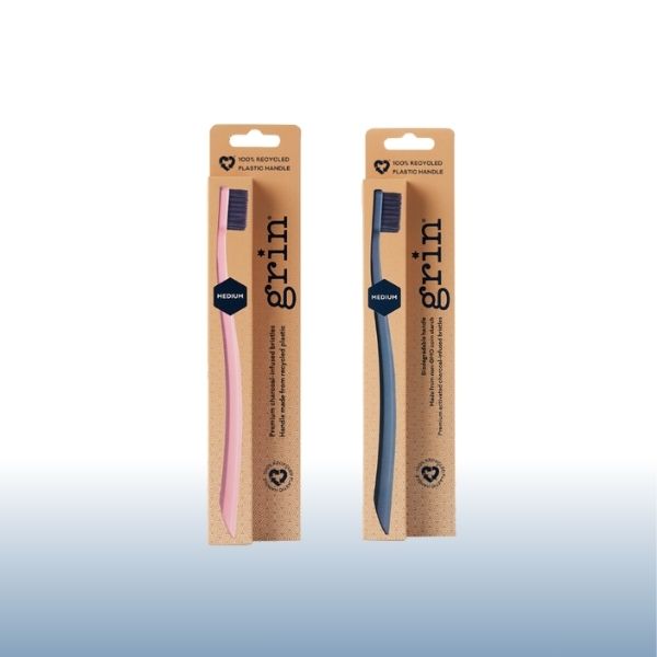 Grin 100% Recycled Toothbrush Mixed Pink & Charcoal  (Medium)