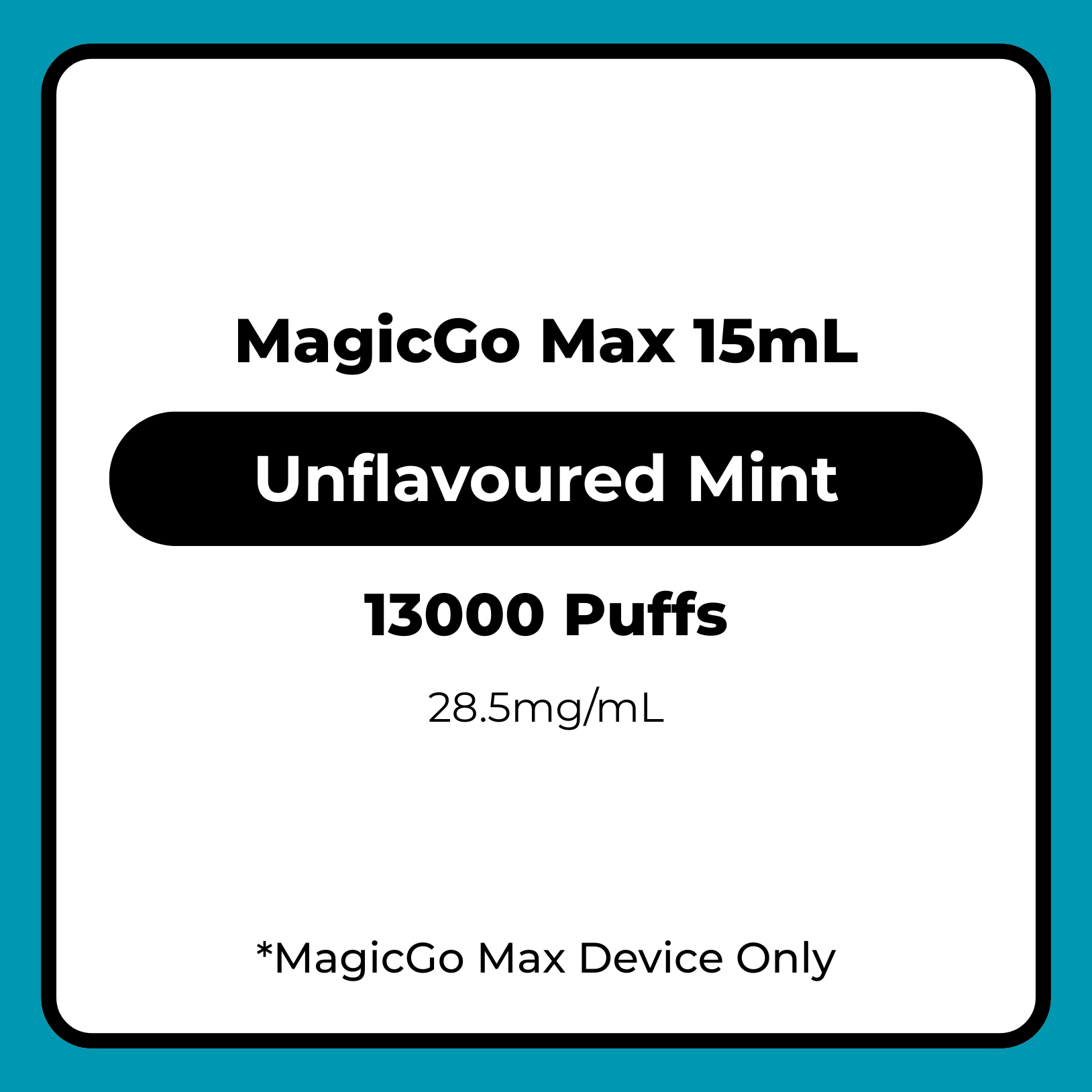 MagicGo Max 15mL Unflavoured Mint 28.5mg/mL